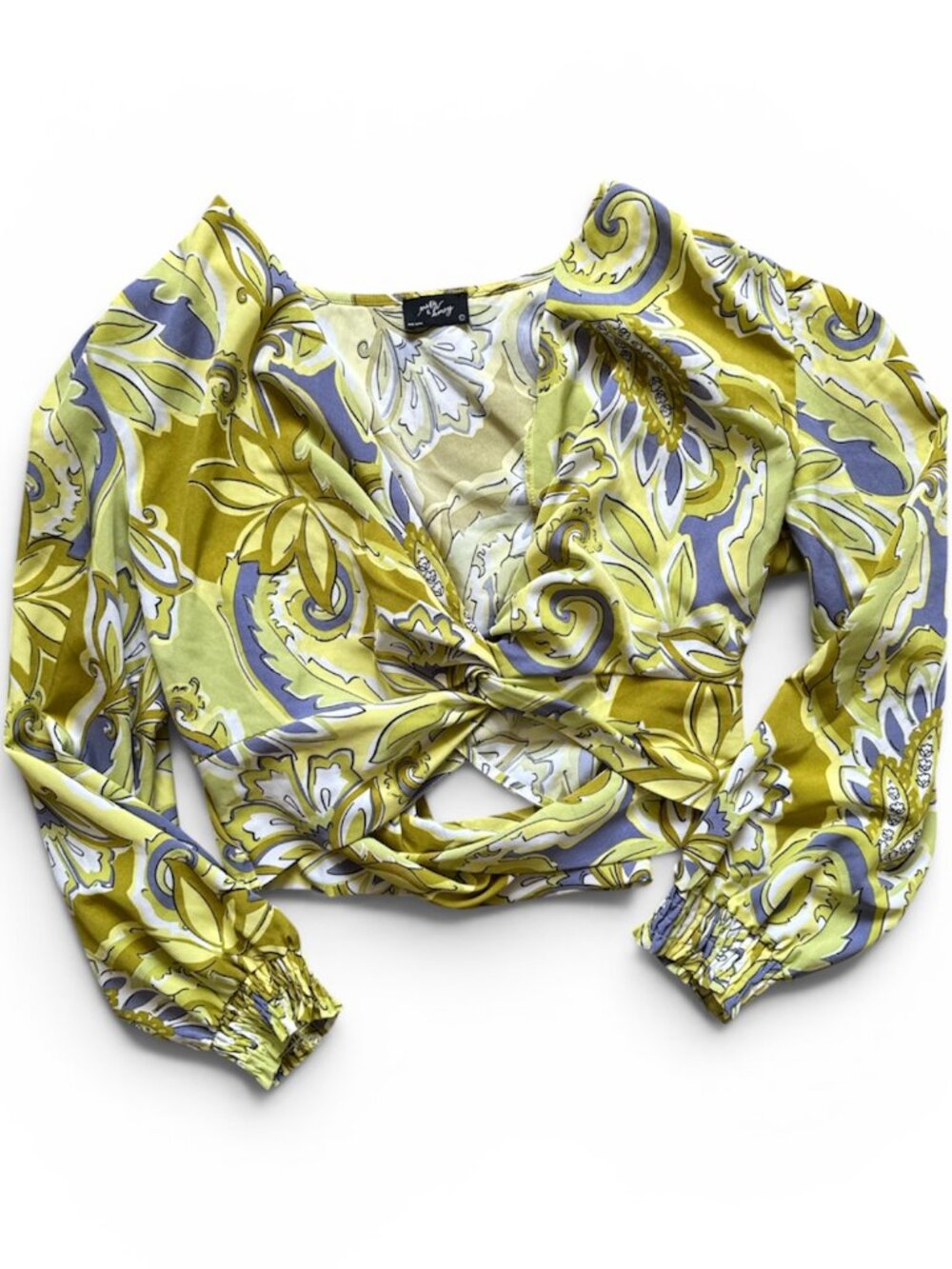 Milk & Honey Paisley Twist Front Cutout Crop Top Size L